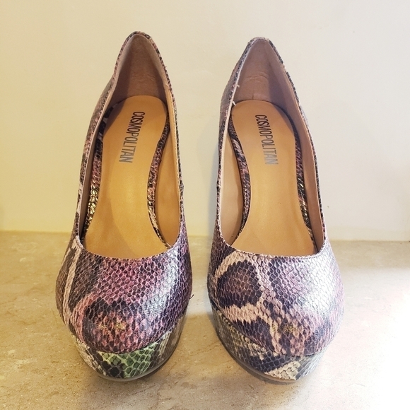 Cosmopolitan High Heel Platform Shoes Women's 8 Faux Snake Rainbow Multicolored - Picture 5 of 8